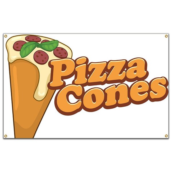 Signmission Pizza Cones Banner Concession Stand Food Truck Single Sided B-Pizza Cones19